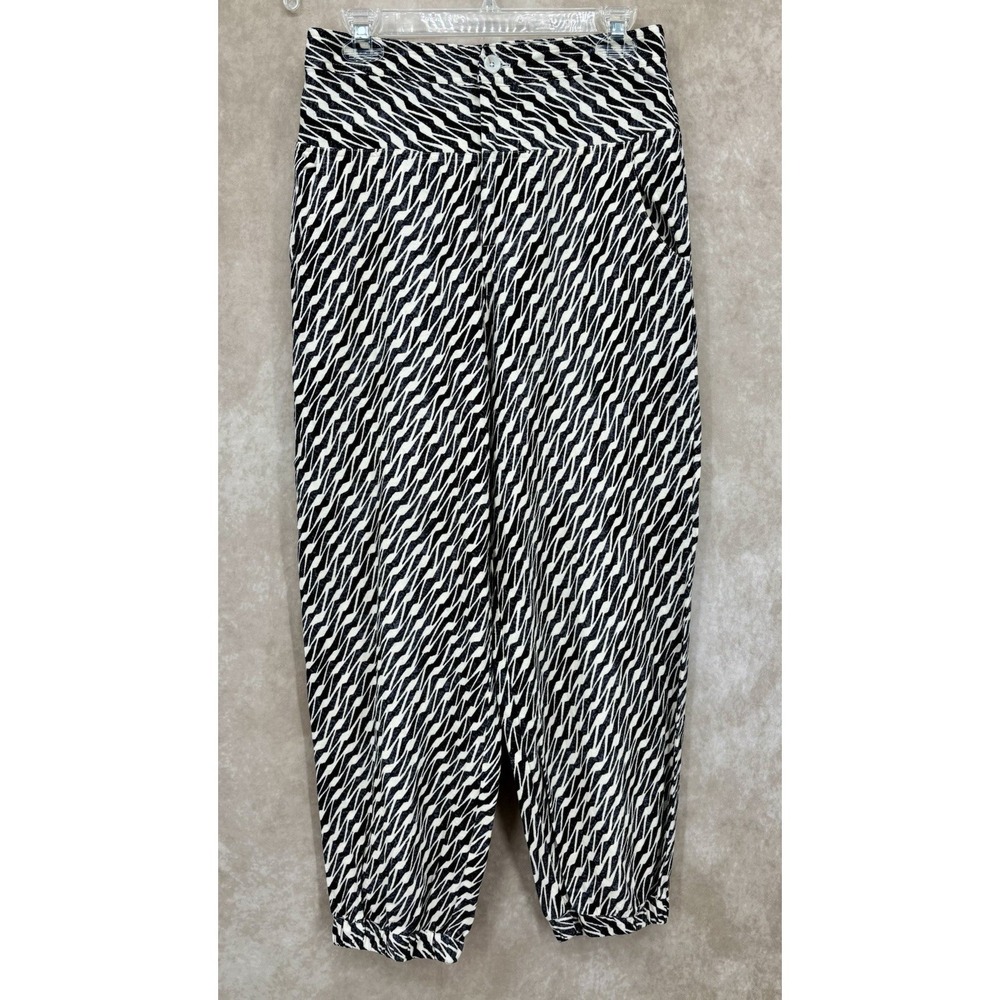 Anthropologie Abstract Print Jogger Pants Size 4 Black White Tapered Ankle Linen - Picture 2 of 9
